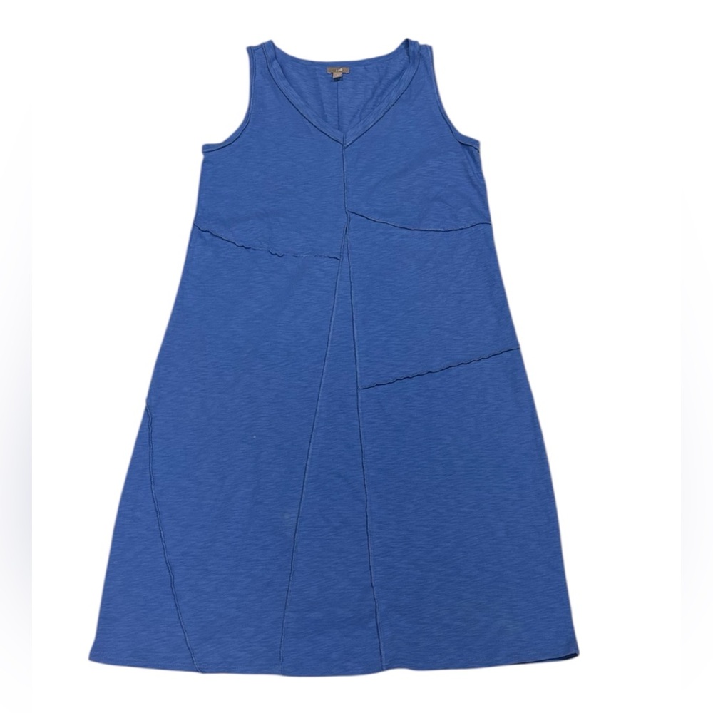 J.Jill Blue outer Stitch v neck Dress Size M Tall EUC